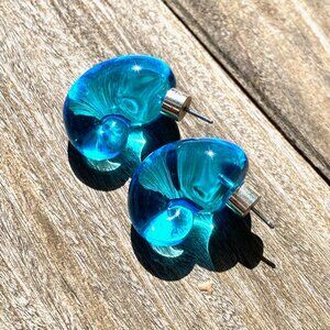 COS Sculptural Shell Blue Glass Earrings